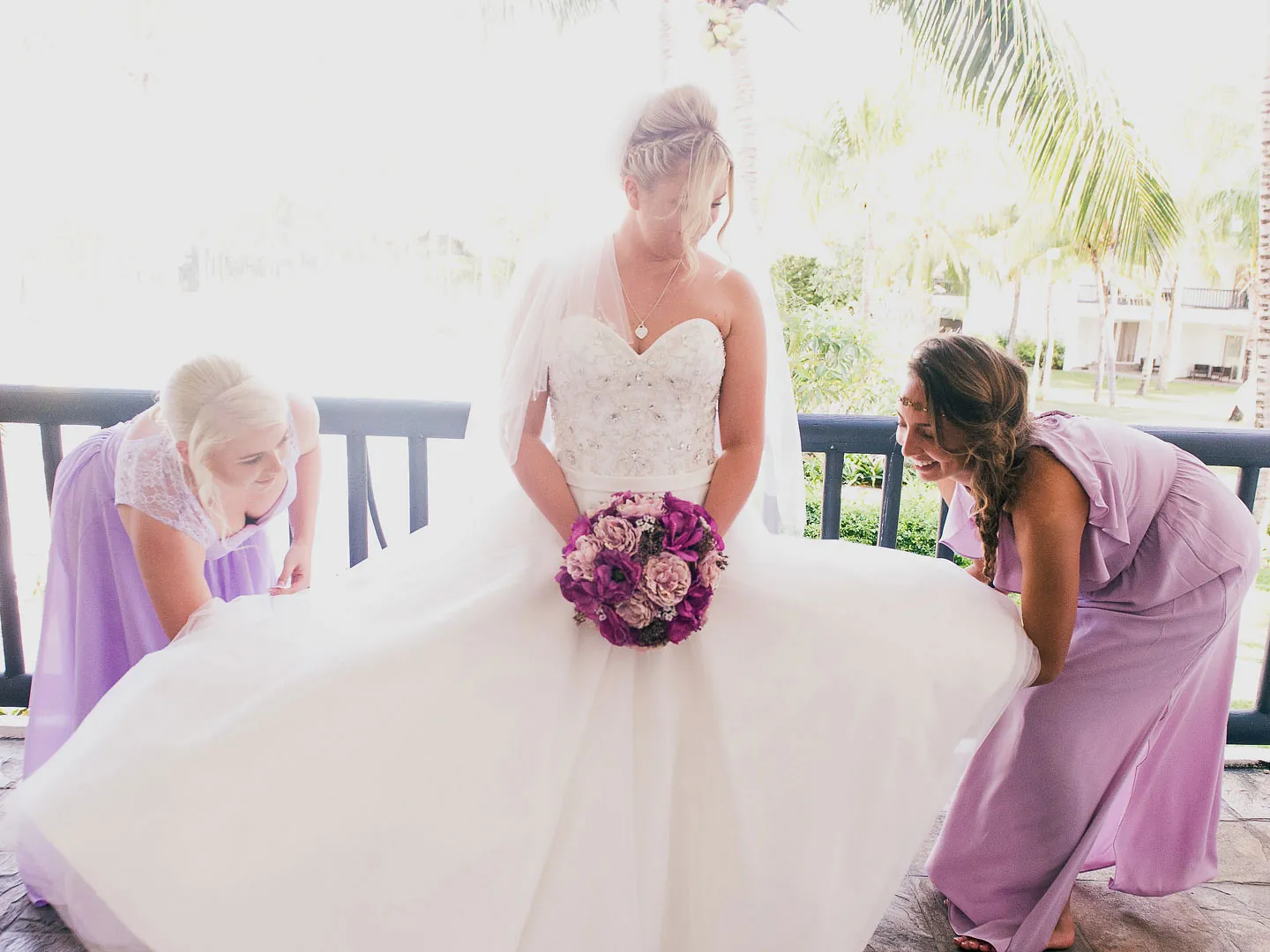 A wedding dress being altered