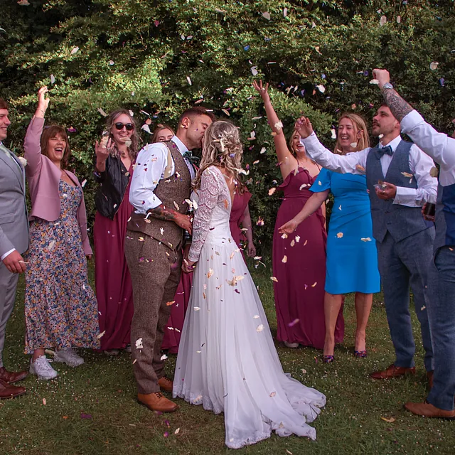 Bride and groom with bridal party