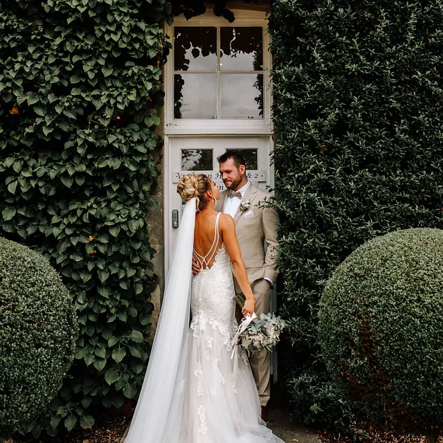 Beautiful bridal gown with train